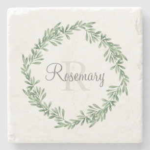 Posavasos De Piedra Corona de romero acuarela