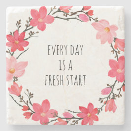 Posavasos De Piedra Corona floral rosa bonita con tipografía positiva