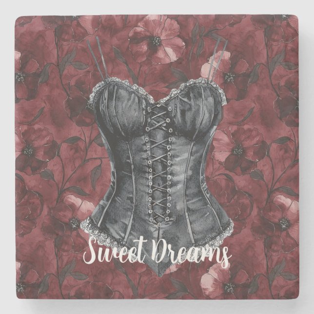 Posavasos De Piedra Corset rojo negro de Borgoña (Anverso)