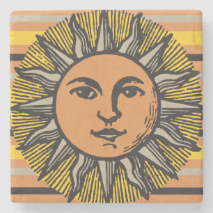 Posavasos De Piedra Corte de carpintería de sol vintage