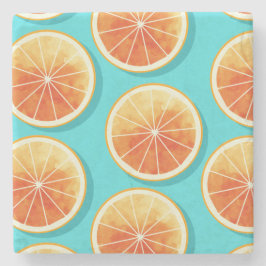 Posavasos De Piedra Cortes de naranja en azul