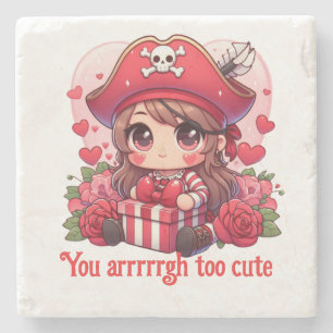 Posavasos De Piedra Corto El día de San Valentín pirata