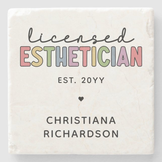 Posavasos De Piedra Cosmetólogo estético con licencia de personalizado (Anverso)