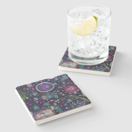 Posavasos De Piedra Cosmic Snow Storm: Abstract Maximalism Art