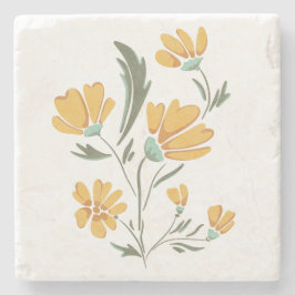 Posavasos De Piedra Cosmos Amarillos Flor Simple Belleza