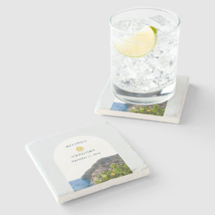 Posavasos De Piedra Costa Amalfi Arco Boda Italia Acuarela Limones