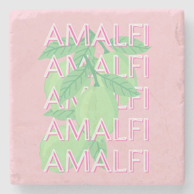 Posavasos De Piedra Costa Amalfitana, Italia Viaje Arte, Rosa (Anverso)