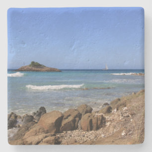 Posavasos De Piedra Costa antigua con coaster cuadrado de barco de vel