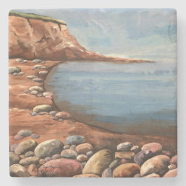 Posavasos De Piedra Costa Atlántica Pintada a Mano