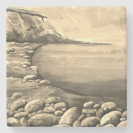 Posavasos De Piedra Costa Atlántica Pintada a Mano