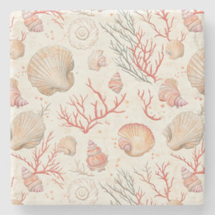 Posavasos De Piedra Costa Rústica - Aguas marinas, pez estrella, arrec