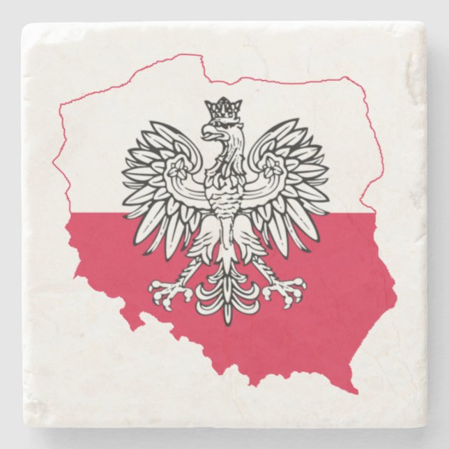 Posavasos De Piedra Costadores de bandera de mapa polaco (Anverso)