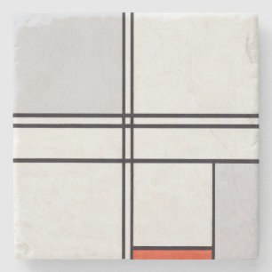 POSAVASOS DE PIEDRA COSTERA DE PIEDRA: PIET MONDRIAN : GRIS - ROJO 193