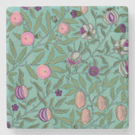 POSAVASOS DE PIEDRA COSTERA DE PIEDRA: WILLIAM MORRIS : POMEGRANADOS