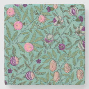 POSAVASOS DE PIEDRA COSTERA DE PIEDRA: WILLIAM MORRIS : POMEGRANADOS