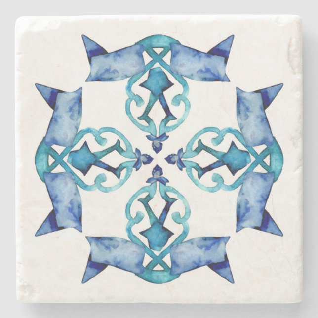 Posavasos De Piedra Costras de mosaico italianas (Anverso)