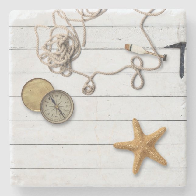 Posavasos De Piedra Costura de piedra de casa de playa (Anverso)