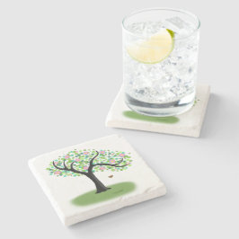 Posavasos De Piedra Costura de piedra del árbol de primavera