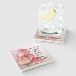 Posavasos De Piedra Cotero de mármol rosa con cita de Aristóteles