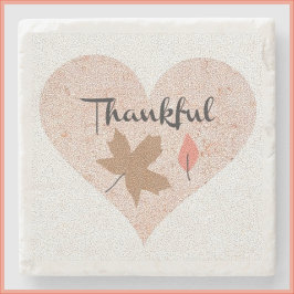 Posavasos De Piedra Country Peach Thanking Heart and Leaf