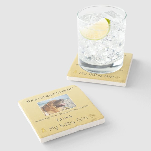 Posavasos De Piedra Courageous Osteosarcoma Pet Tribute (Lateral)