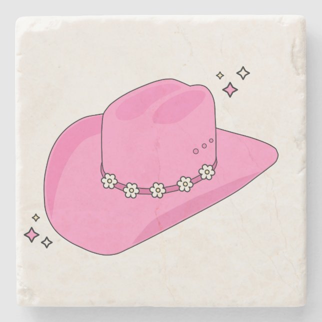 Posavasos De Piedra Cowboy Gorra Preppy Pink (Anverso)