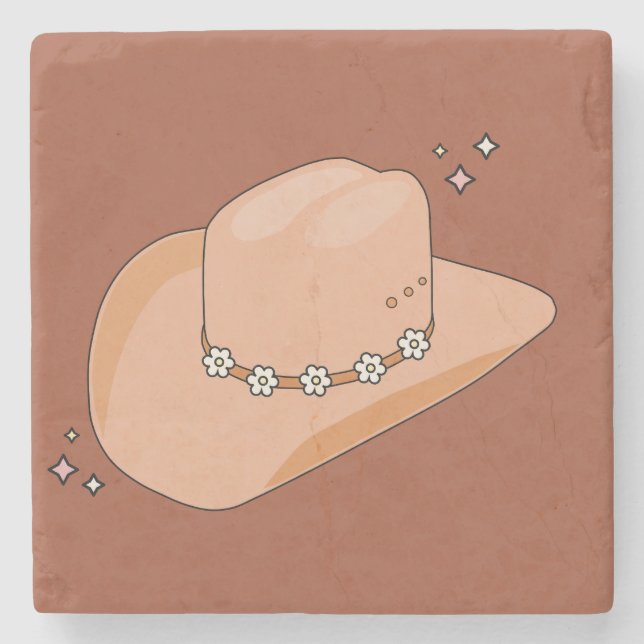 Posavasos De Piedra Cowboy Gorra Rust Terracotta (Anverso)