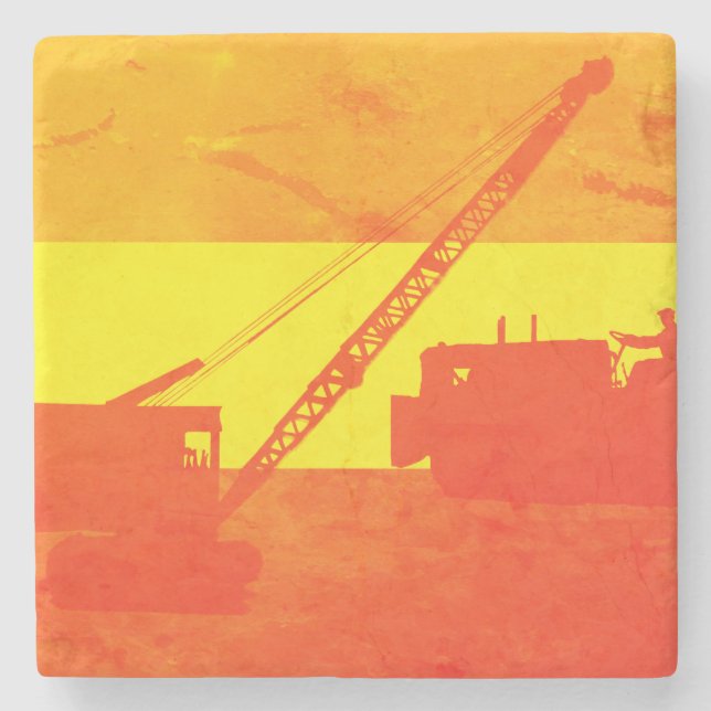 Posavasos De Piedra Crane Shovel OPERACIÓN INGENIERO bulldozer (Anverso)