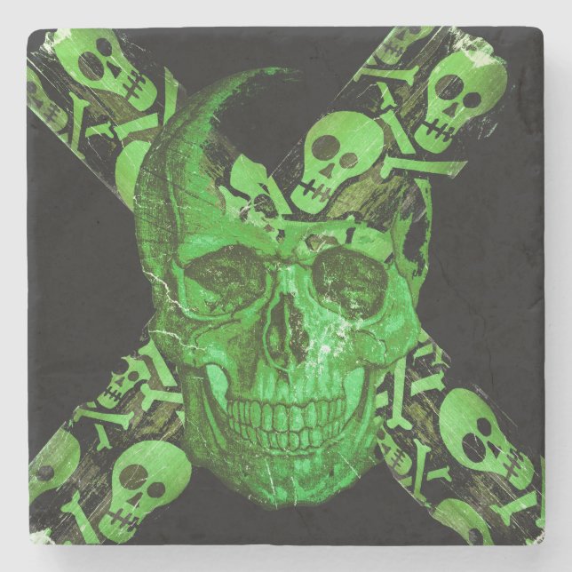 Posavasos De Piedra Cráneo de Halloween #2 (Anverso)
