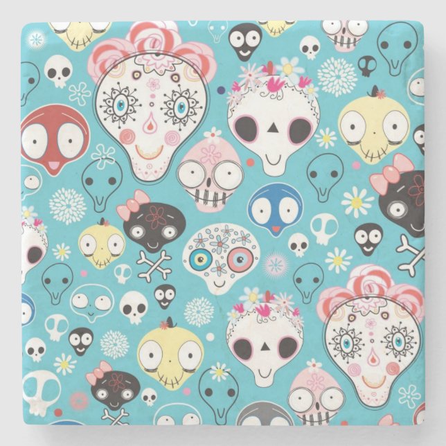 Posavasos De Piedra Cráneo de risa de la textura (Anverso)