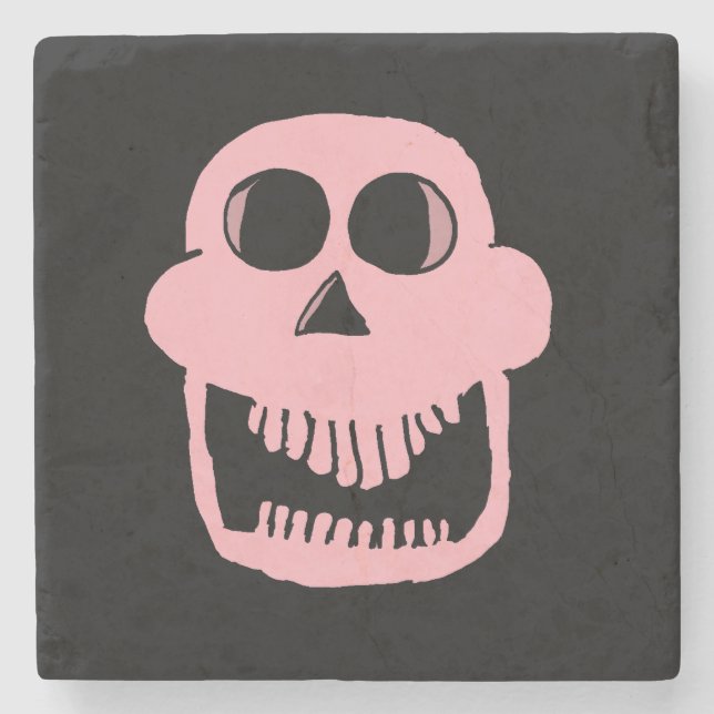 Posavasos De Piedra Cráneo rosa 1 (Anverso)