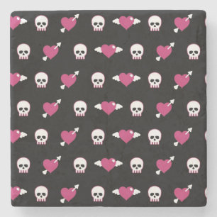 Posavasos De Piedra Cráneos y corazones
