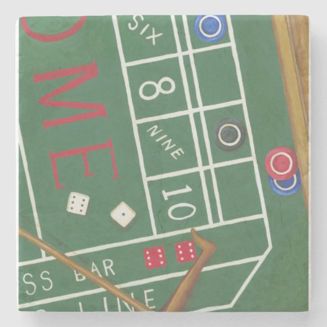 Posavasos De Piedra Craps de Casino con Chips y dados (Anverso)