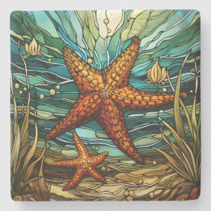 Posavasos De Piedra Crea Tu Propia Estrella de Mar de Vidrio Pintado p
