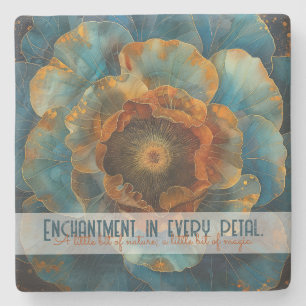Posavasos De Piedra Crea Tu Propia Flor de Cobre Azul Crepuscular Abst