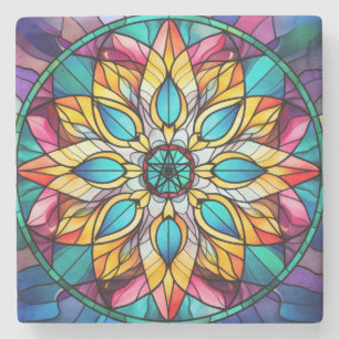 Posavasos De Piedra Crea Tu Propia Flor de Mandala de Vidrio Pintado