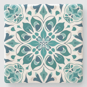 Posavasos De Piedra Crea Tu Propia Flor Talavera de Turquesa Falsa