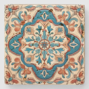Posavasos De Piedra Crea Tu Propia Flora Turquesa de Terracota Vintage