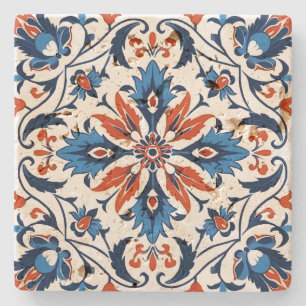 Posavasos De Piedra Crea Tu Propia Floral Azul Ardiente Mediterránea