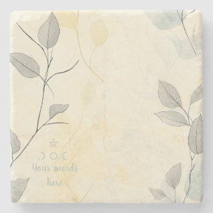 Posavasos De Piedra Crea Tu Propia Floral Gris Amarillo Minimalista