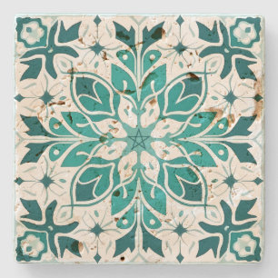 Posavasos De Piedra Crea Tu Propia Floral Verde Oceánica Mediterránea