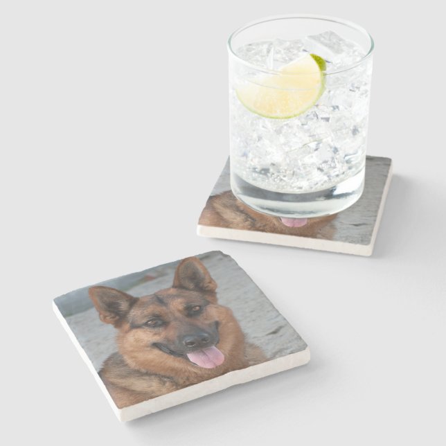 Posavasos De Piedra Crea tu propia foto de perro personalizada (Lateral)