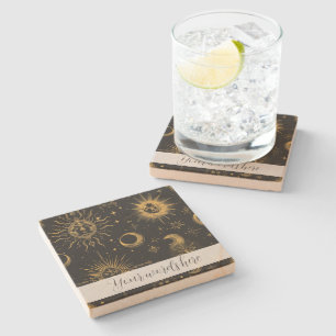 Posavasos De Piedra Crea tu propia luna y estrellas celestes surrealis