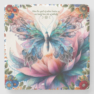 Posavasos De Piedra Crea Tu Propia Mariposa Floral de Fantasía