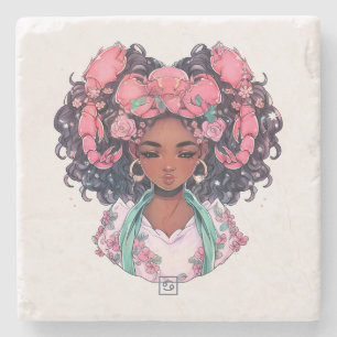 Posavasos De Piedra Crea tu propia mujer afroamericana cáncer