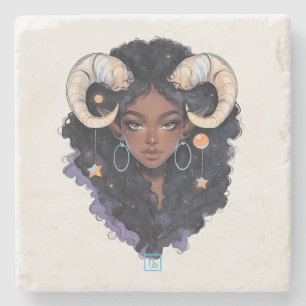 Posavasos De Piedra Crea tu propia mujer afroamericana Capricornio