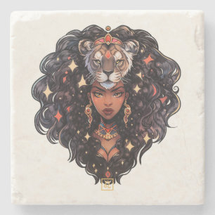 Posavasos De Piedra Crea tu propia mujer afroamericana Leo