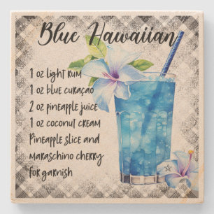 Posavasos De Piedra Crea Tu Propia Receta de Cóctel Blue Hawaiian