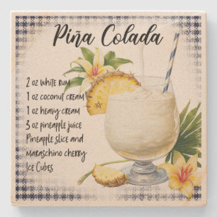 Posavasos De Piedra Crea Tu Propia Receta de Cóctel de Piña Colada Flo