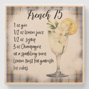 Posavasos De Piedra Crea Tu Propia Receta de Cóctel Floral French 75